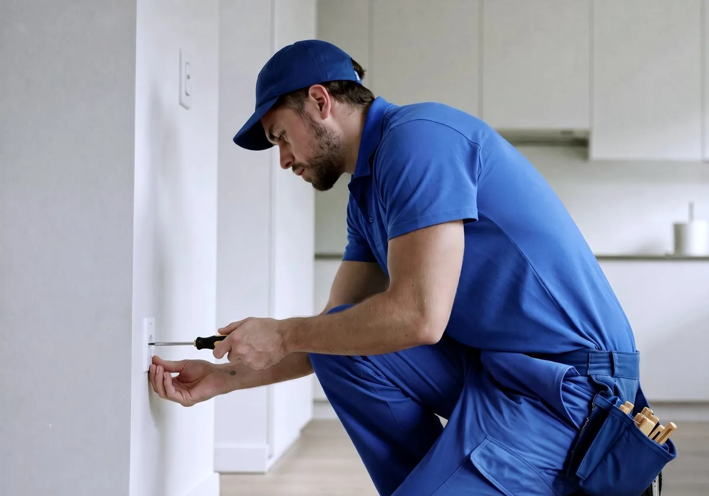 Elektriker installiert eine Steckdose